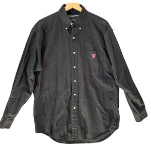 Ralph Lauren Golf Button Down Shirt Crest Logo Black Oxford Men M